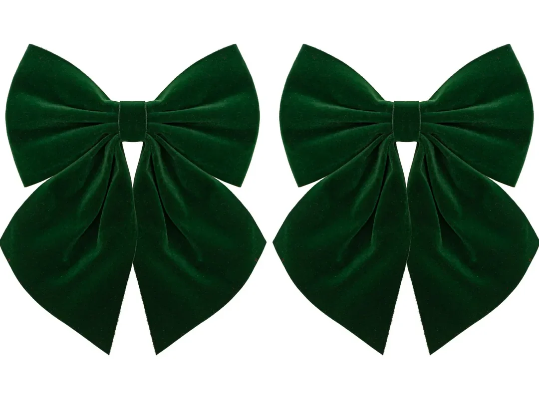Set 2 Pz Fiocco Decorato Verde 18X25Cm