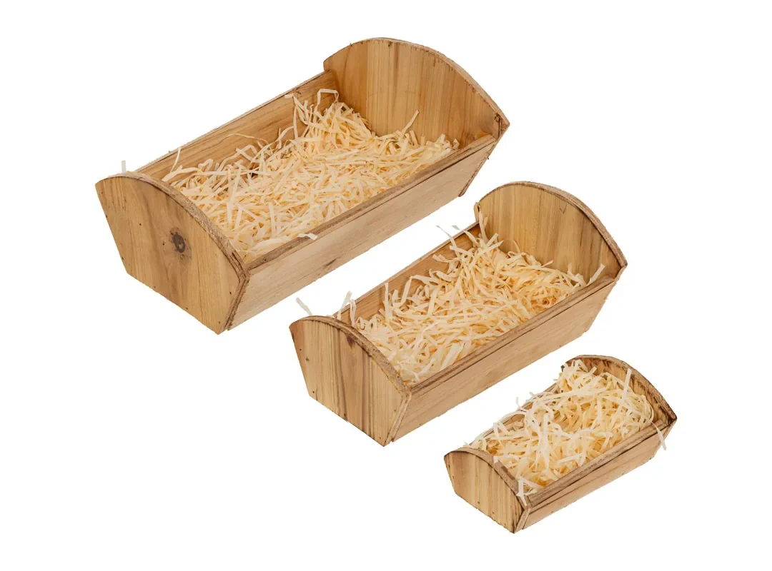 Set 3 Pz Culla Legno 12X15X7,5 / 16X23X12 / 20X28X13 Cm