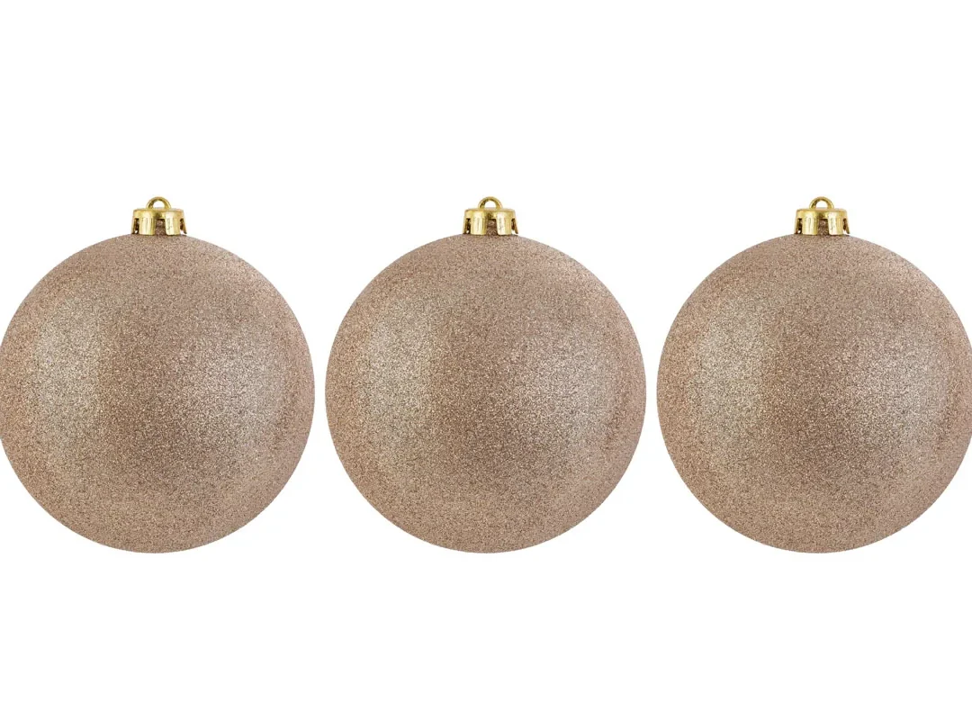 Set 3Pz Pallina Glitter Champagne Diam.15Cm