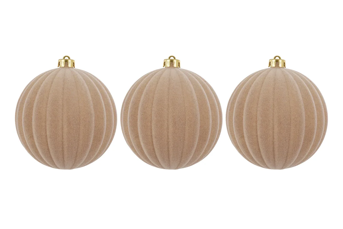 Set 3Pz Pallina Plastica Velluto “Watermelon” Diam.15Cm Beige Set 3Pz Pallina Plastica Velluto "Watermelon" Diam.15Cm Beige