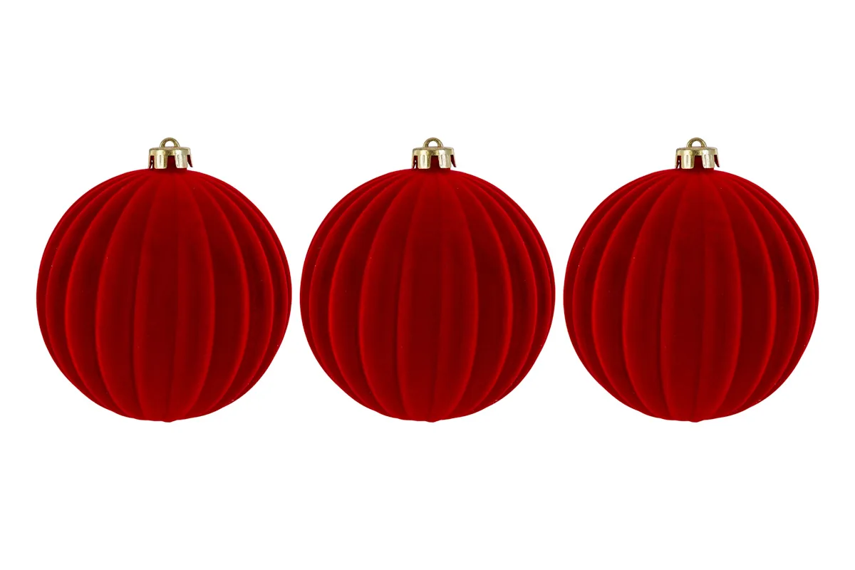 Set 3Pz Pallina Plastica Velluto "Watermelon" Diam.15Cm Rosso