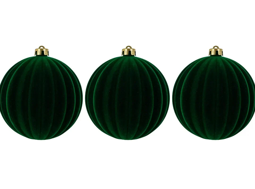 Set 3Pz Pallina Plastica Velluto "Watermelon" Diam.15Cm Verde