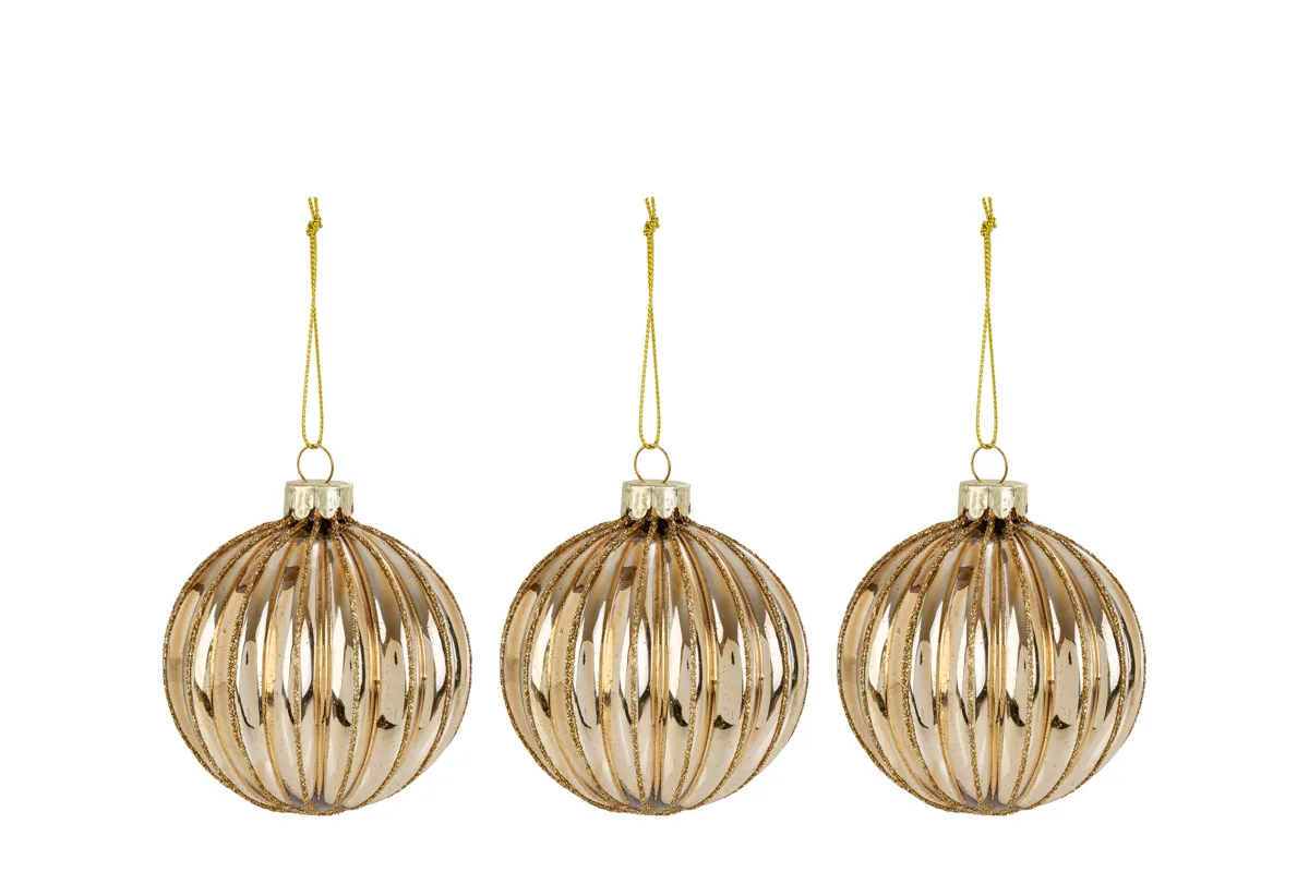 Set 3Pz Palline Vetro Oro Diam.8Cm