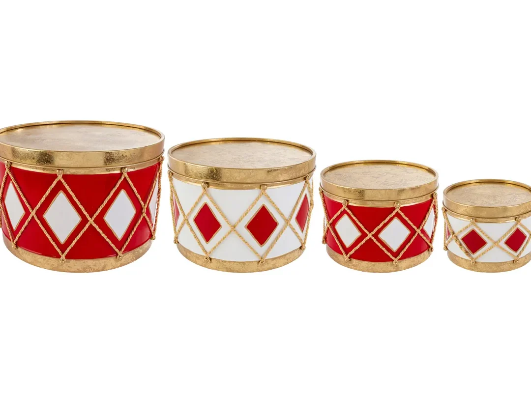 Set 4 Scatole Tamburo Metallo 21X15/26X18/31X21/36X24Cm