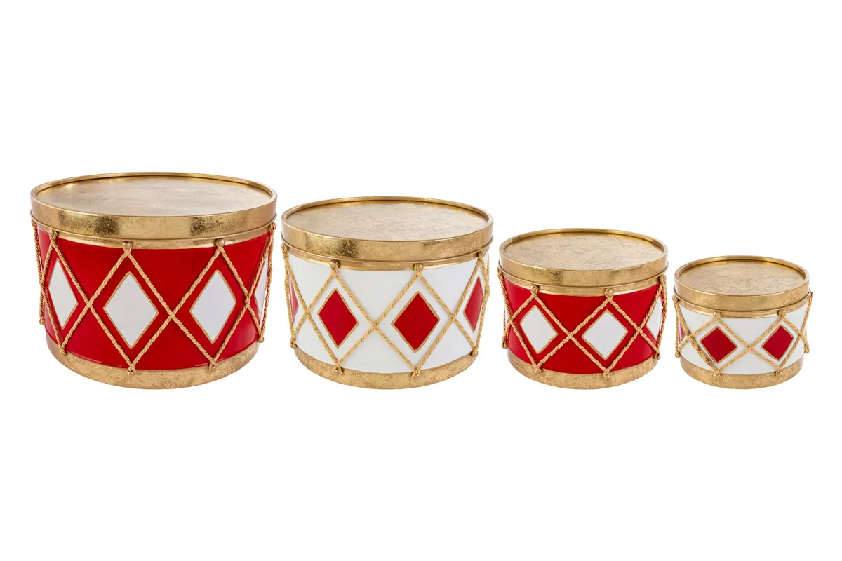 Set 4 Scatole Tamburo Metallo 21X15/26X18/31X21/36X24Cm