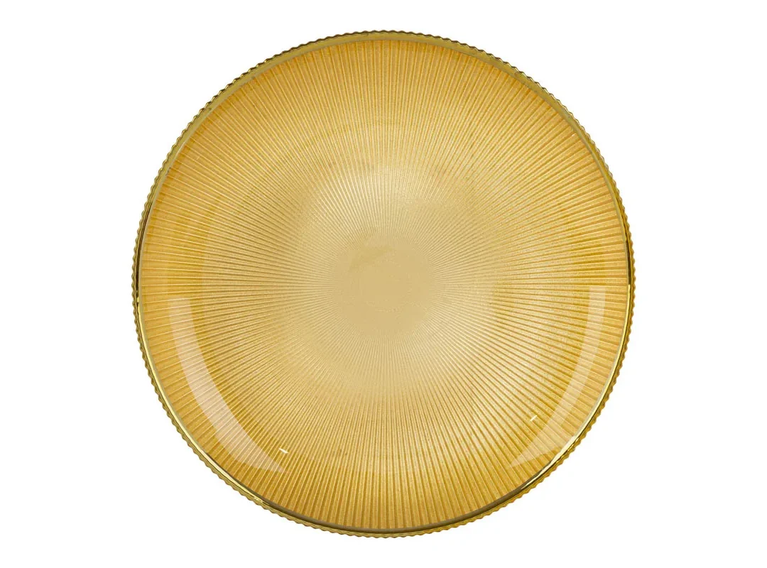 Set 6 Pz Piatto Vetro Oro Filo Oro Diam.31Cm