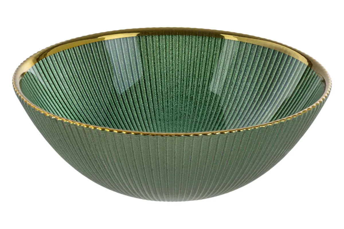 Set 6 Pz Piatto Vetro Verde Filo Oro Diam.20Cm