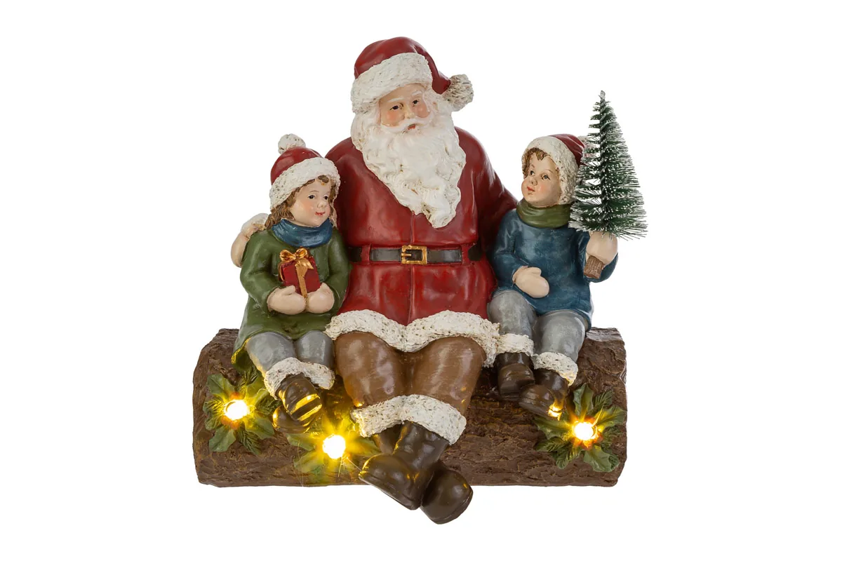 Tronco Babbo Natale Resina Led 16X12Xh.17Cm Tronco Babbo Natale Resina Led 16X12Xh.17Cm