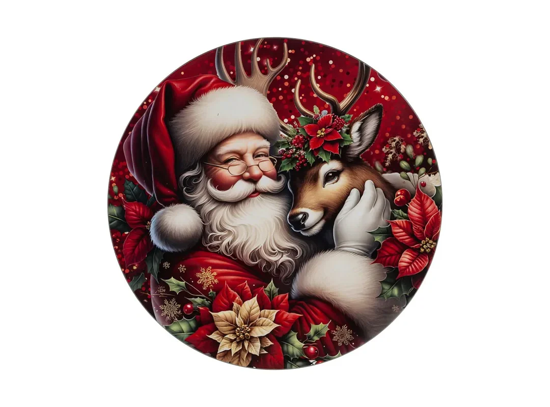 Vassoio Natalizio Melamina Babbo Natale Diam.33Cm