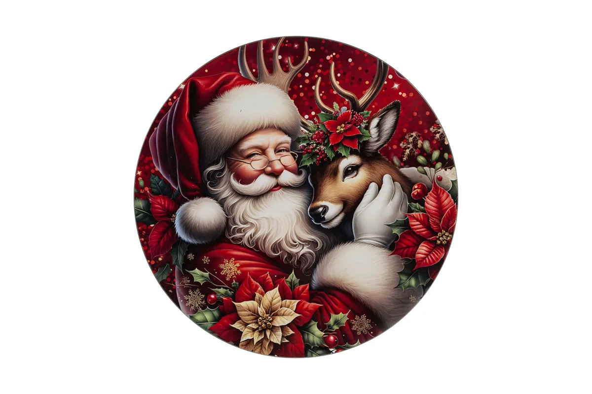 Vassoio Natalizio Melamina Babbo Natale Diam.33Cm