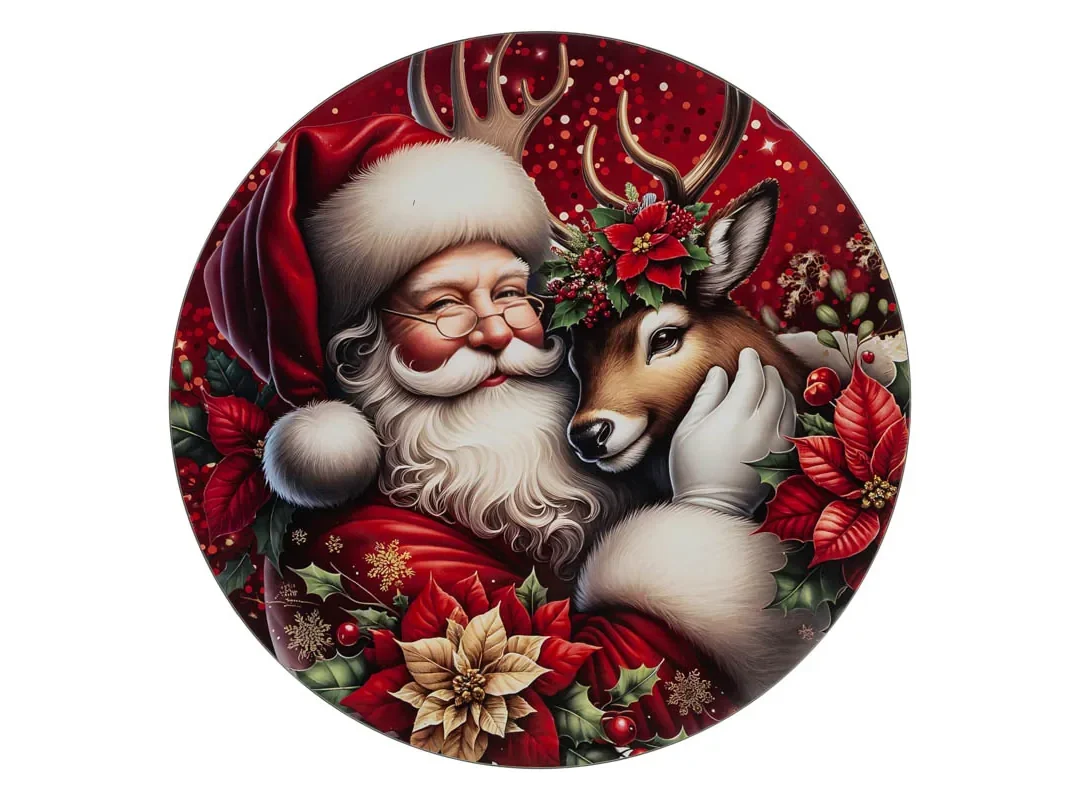 Vassoio Natalizio Melamina Babbo Natale Diam.40Cm