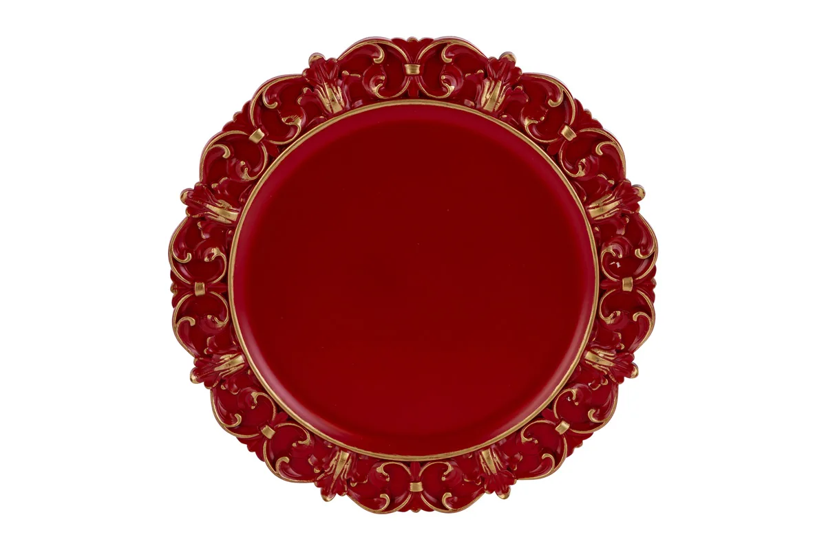 Vassoio Natalizio Melamina Rosso Diam.35,5Cm